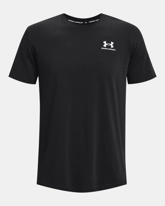 Men's UA Logo Embroidered Heavyweight Short Sleeve, Black, pdpMainDesktop image number 4